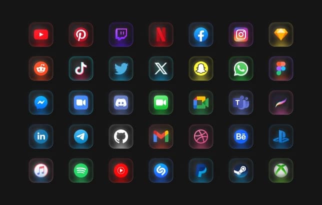 Social Media & Apps Icons with Glass Effect - Preview 1