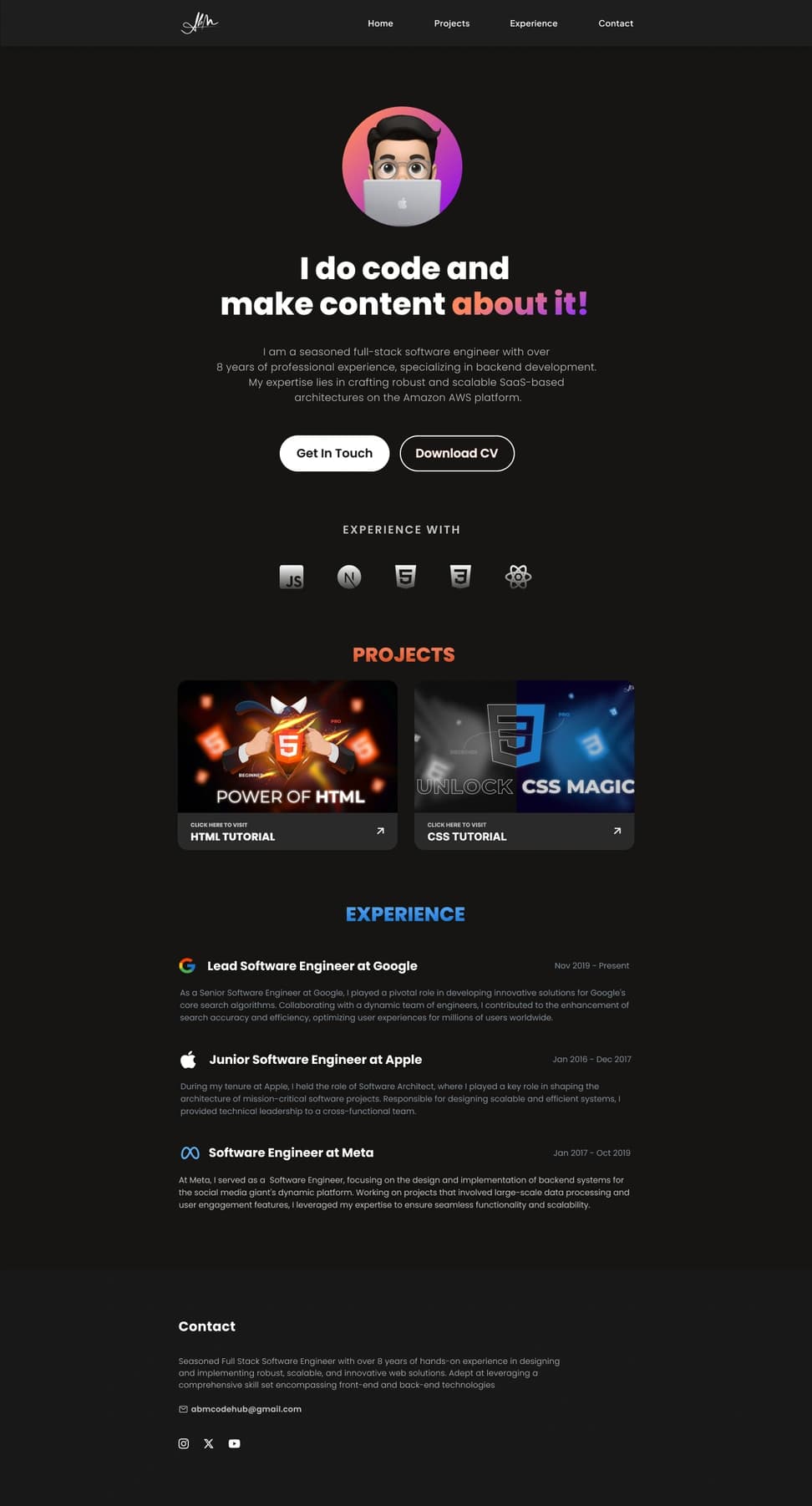 Developer Landing Page Website - Preview 1