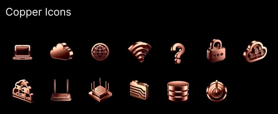 AI-Generated Computer Network Assets — 13 3D Icons - Preview 3