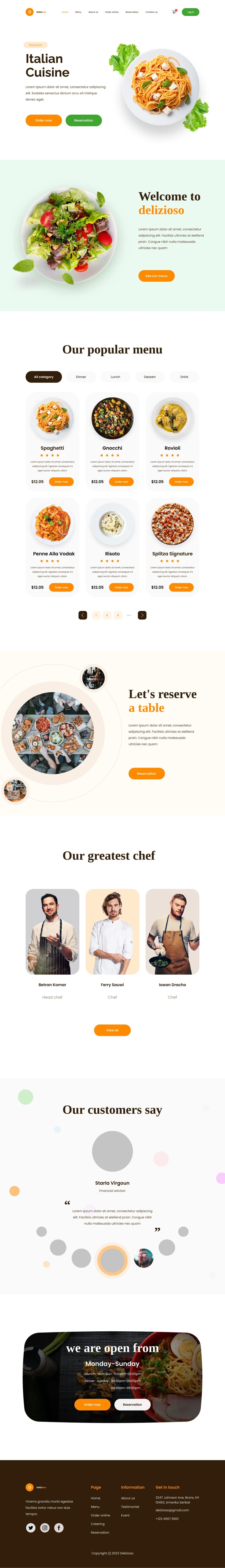 Italian Cuisine Restaurant Website — Full Feature Project - Preview 1