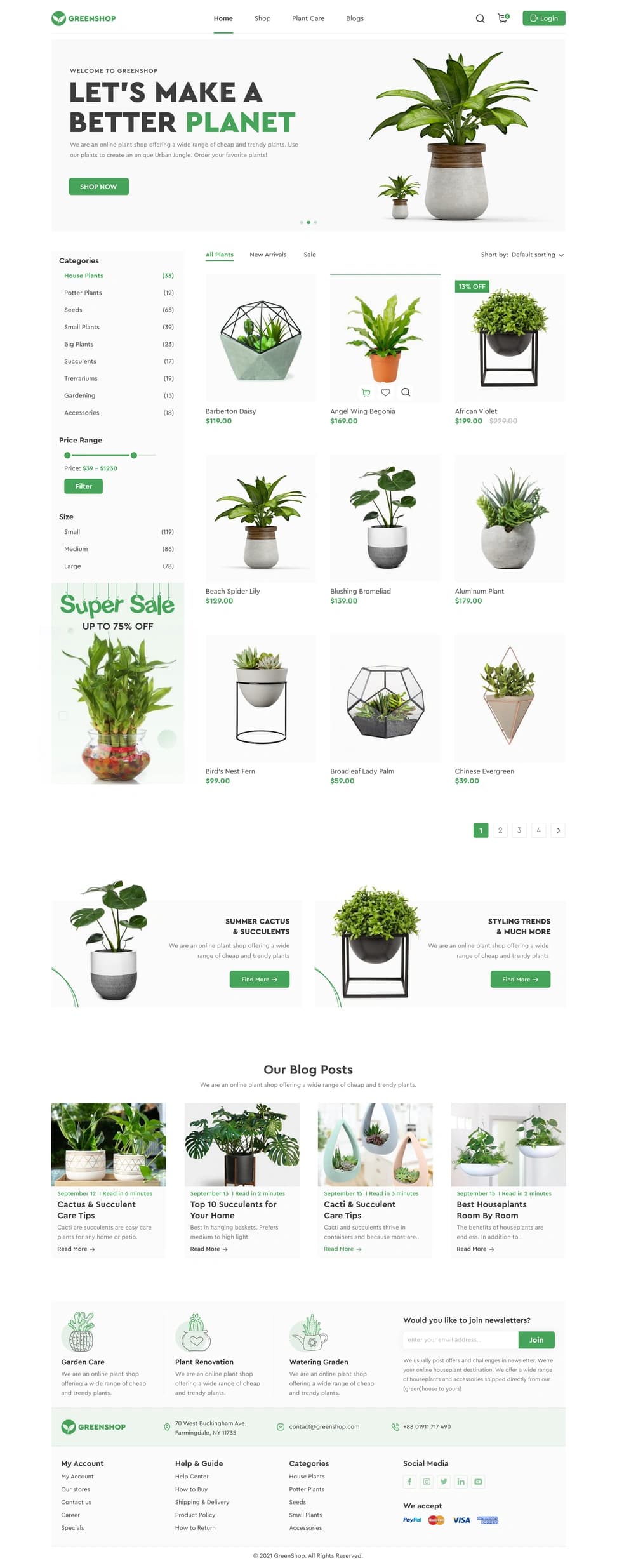 GreenShop — Flowers & Plants E-Commerce Website - Preview 1