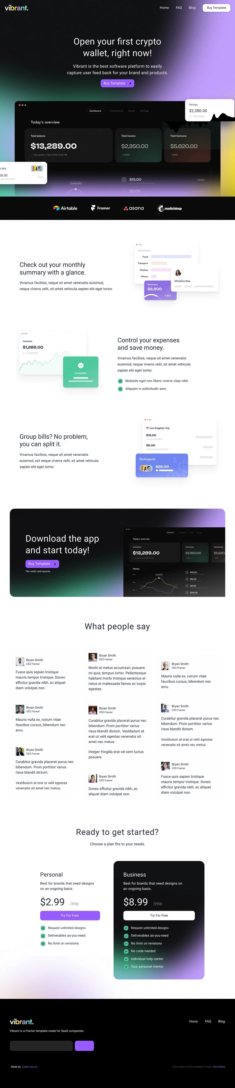 Crypto Wallet Landing Page Website UI - Preview 1