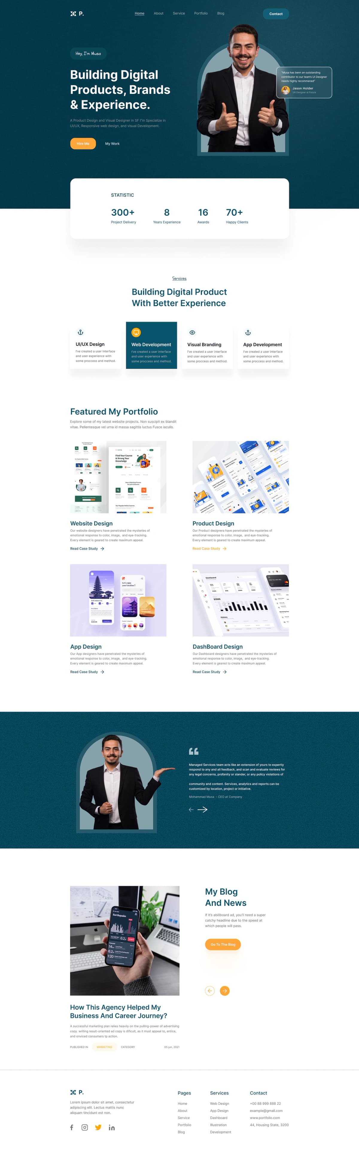 Universal One-Page Portfolio Website Design - Preview 1