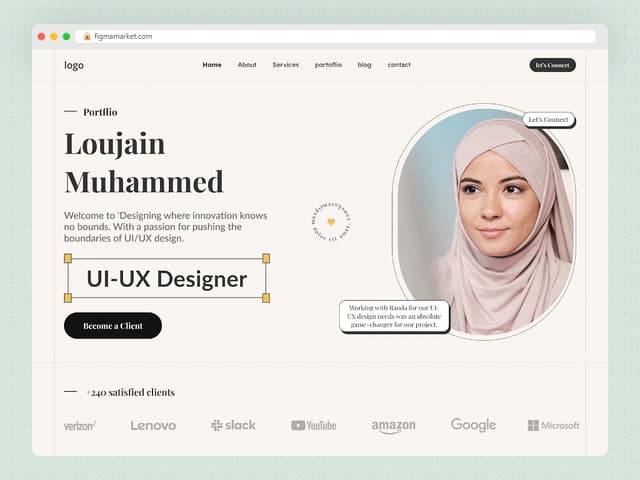 Creative Designer Landing Portfolio Website UI