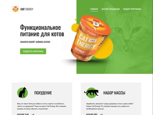 Cat Energy Multipage Website — Pet Food