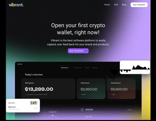Crypto Wallet Landing Page Website UI