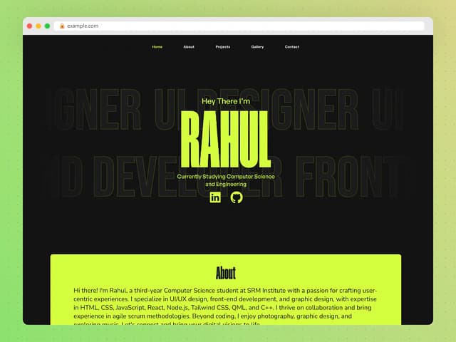 Green & Black Full-Stack Developer Portfolio Website UI