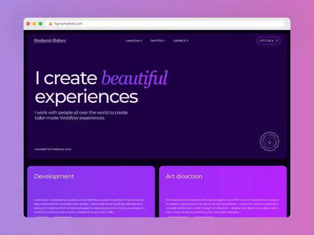 Portfolio Template — Webflow Landing Page Figma Design
