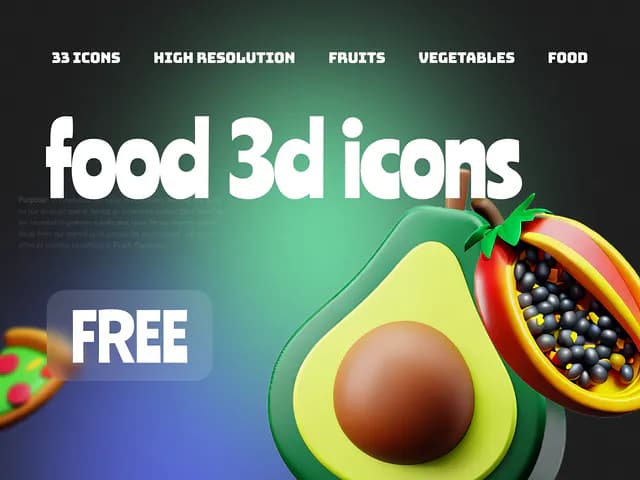 Food 3D icon set for apps, websites, and food projects